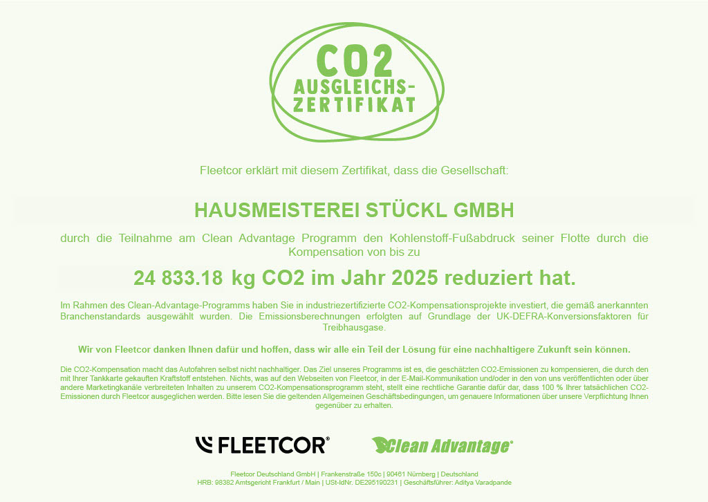 Ihr Clean Advantage®-Zertifikat 2025